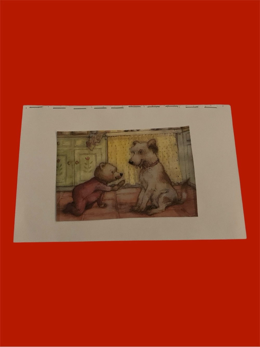 Handmade Mini Notebook Journal Lined Pages Vintage Illustration Bear & Dog Cover